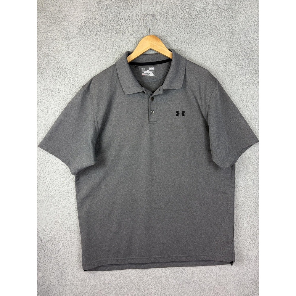 Under Armour Polo Shirt Mens XL Gray HeatGear Loose Fit Golf Performance Mens